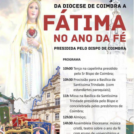 22 de junho: Peregrinação da Diocese de Coimbra ao Santuário de Fátima