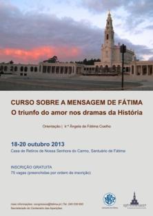 18 a 20 de outubro: Curso sobre a Mensagem de Fátima - segunda edição - INSCRIÇÕES CANCELADAS
