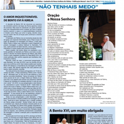 O amor inquestionável de Bento XVI à igreja - Editorial da Voz da Fátima de 13 de março
