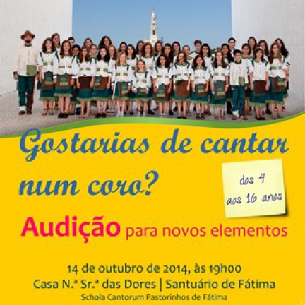 Gostarias de cantar num coro? As audições para a Schola Cantorum Pastorinhos de Fátima são a 14 de outubro!
